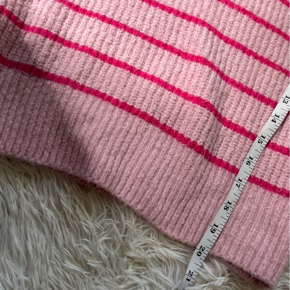 RD Style Ribbed Half-Zip Sweater Striped Pullover Knit Pink S cozy winter chic - Picture 9 of 12